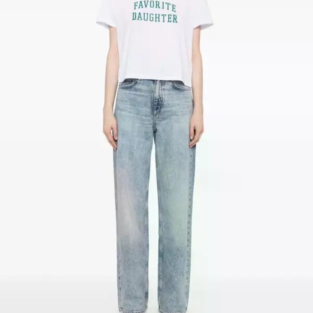 Favorite daughter Cropped Collegiate Tee in White & Juniper green size xs - Picture 5 of 5